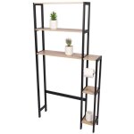 Meublorama - meuble contour wc holborn chne et noir avec tagres ? design industriel et pratique