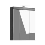 Meublorama - meuble de rangement haut scott ? 3 portes avec miroir et led ? gris fonc et blanc ? 60x79x37 ...