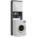 Meublorama - meuble de rangement scott ? machine � laver ? gris fonc� et blanc ? 63x191x24 cm