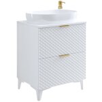 Meublorama - meuble sous vasque de salle de bain 60cm avec 2 tiroirs collection chic coloris blanc et ...