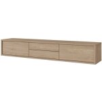 Meublorama - meuble tv 180cm, 2 tiroirs et 2 portes collection maanum. couleur chne clair.