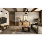 Pack salon loft meunier ? meuble tv, buffet & table basse en ch�ne samdal & noir mat