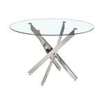 Meublorama - table à manger cristelia ? ronde Ø120 cm ? plateau en verre ? pieds chromés ? design élégant ... Meublorama - table à manger cristelia ? ronde Ø120 cm ? plateau en verre ? pieds chromés ? design élégant ...