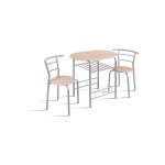 Meublorama - table à manger ovale avec grille de rangement et 2 chaises collection student, petit espace, ... Meublorama - table à manger ovale avec grille de rangement et 2 chaises collection student, petit espace, ...