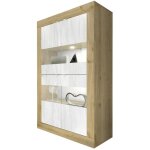 Meublorama - vitrine design 4 portes collection access. coloris blanc et chne clair