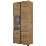 Meublorama - vitrine haute 2 portes collection havana. coloris ch�ne et noir.