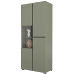 Vitrine haute 2 portes collection havana avec led int�gr�e. coloris sauge et noir.