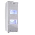Meublorama - vitrine avec porte en verre, collection isora, coloris blanc laqu� brillant