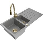 Mexen - andres �vier de cuisine en granit 1, 5 bac avec �gouttoir et robinet savita, gris - 6515 - 71 ...