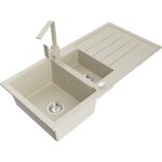 Mexen andres �vier en granit 1, 5 bac avec �gouttoir et mitigeur rita, beige - 6515 - 69 - 670300 - 69 ...