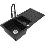 Mexen - andres �vier en granit 1, 5 bac avec �gouttoir et robinet ast�r noir - 6515 - 77 - 73450 - 07 ...