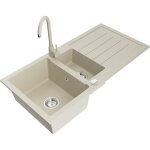 Mexen andres évier en granit 1, 5 bac avec égouttoir et robinet de cuisine telma, beige - 6515 - 69 - ... Mexen andres évier en granit 1, 5 bac avec égouttoir et robinet de cuisine telma, beige - 6515 - 69 - ...