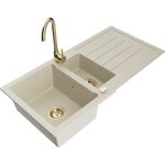Mexen andres vier en granit 1, 5 bac avec gouttoir et robinet de cuisine telma, beige - 6515 - 69 - ...