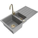 Mexen - andres �vier en granit 1, 5 cuve avec �gouttoir et robinet de cuisine telma, gris - 6515 - 71 ...