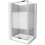 Mexen - apia cabine de douche coulissante 100 x 80 cm, rayures, chrome + receveur rio - 840 - 100 - 080 ...