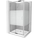 Mexen - apia cabine de douche coulissante 110 x 90 cm, bandes, chrome + receveur plat - 840 - 110 - 090 ...