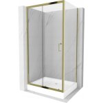 Mexen - apia cabine de douche coulissante 120 x 80 cm, transparent, dore + bac  douche rio - 840 - ...