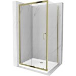 Mexen - apia cabine de douche coulissante 140 x 90 cm, transparent, or + receveur flat, blanc - 840 - ...
