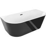 Mexen - baignoire oval autoportante 180 x 80 cm, blanche / noire, �vacuation noire - 52671808075 - 70 ...