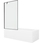 Mexen - baignoire rectangulaire vega 150 x 70 cm avec tablier et paravent 1 vantail 100 cm, motif noir ...