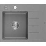 Mexen - ben vier en granit 1 bac avec gouttoir gauche 600 x 500 mm, gris, siphon chrome - 6522605000 ...