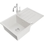 Mexen - bruno �vier en granit 1 bac avec �gouttoir et mitigeur cuisine carla, blanc - 6513 - 20 - 670700 ...