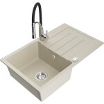 Mexen - bruno �vier en granit 1 bac avec �gouttoir et robinet de cuisine aster, beige - 6513 - 69 - 73450 ...