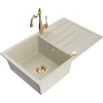 Mexen - bruno �vier en granit 1 bac avec �gouttoir et robinet de cuisine carla, beige - 6513 - 69 - 670700 ...