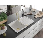 Mexen - bruno �vier en granit � 1 cuve avec �gouttoir 795 x 495 mm, blanc, siphon or - 6513791010 - 20 ...