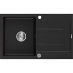 Mexen bruno vier en granit  1 cuve avec gouttoir 795 x 495 mm, noir - 6513791010 - 77