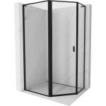 Mexen - cabine de douche asymtrique pentagonale mist l  charnire gauche 100 x 80 cm, cadre noir, noir ...