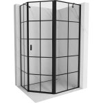 Mexen - cabine de douche asymtrique pentagonale mist, porte droite 100 x 80 cm, grille noire, noir - ...