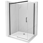Mexen - cabine de douche coulissante omega 120 x 70 cm, transparente, noire + receveur flat, blanc - ...