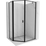 Mexen - cabine de douche pentagonale asymtrique pivotante gauche mist 80 x 100 cm, cadre noir, noir ...