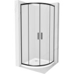 Mexen - cabine de douche rio demi - ronde 80 x 80 cm, givr�e, noire + bac de douche flat, blanc - 863 ...
