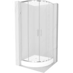 Mexen - cabine de douche rio demi - ronde 90 x 90 cm, givr�, chrome + receveur rio, blanc - 863 - 090 ...