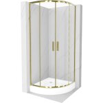 Mexen - cabine de douche rio semi - circulaire 80 x 80 cm, transparente, dor�e + receveur rio, blanc ...