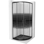 Mexen - cabine de douche rio semi - circulaire 90 x 90 cm, � rayures, noire + bac de douche flat, noir ...