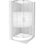 Mexen - cabine de douche rio semicirculaire 90 x 90 cm, rayures, chrom� + bac de douche rio, blanc - ...