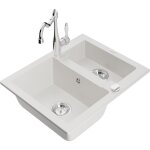Mexen carlos �vier en granit � 1, 5 cuve avec robinet m�langeur carla, blanc - 6518 - 20 - 670700 - 00 ...