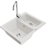 Mexen carlos �vier en granit � 1, 5 cuve avec robinet m�langeur telma, blanc - 6518 - 20 - 670200 - 00 ...