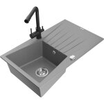 Mexen - cesar �vier de cuisine 1 bac avec �gouttoir et robinet duero, gris - 6514 - 71 - 671600 - 70