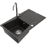 Mexen - cesar �vier de cuisine 1 bac avec �gouttoir et robinet telma, noir / or - 6514 - 75 - 670200 ...