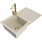 Mexen - cesar �vier de cuisine en granit 1 bac avec �gouttoir et robinet rita, beige - 6514 - 69 - 670300 ...