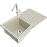 Mexen - cesar évier en granit 1 - bac avec égouttoir et mitigeur cuisine flora, beige - 6514 - 69 - 670401 ... Mexen - cesar évier en granit 1 - bac avec égouttoir et mitigeur cuisine flora, beige - 6514 - 69 - 670401 ...