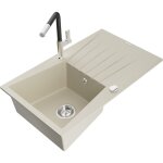 Mexen - cesar évier en granit 1 bac avec égouttoir et robinet de cuisine flora, beige - 6514 - 69 - 670401 ... Mexen - cesar évier en granit 1 bac avec égouttoir et robinet de cuisine flora, beige - 6514 - 69 - 670401 ...