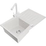 Mexen - cesar �vier granit 1 bac avec �gouttoir et robinet duero, blanc - 6514 - 20 - 671600 - 20