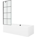 Mexen - cube baignoire rectangulaire 170 x 80 cm avec coffret et pare - douche 1 volet 70 cm, motif noir ...