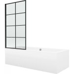 Mexen - cube baignoire rectangulaire 170 x 80 cm avec habillage et paravent 1 volet 80 cm, motif noir ...