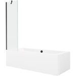 Mexen cube baignoire rectangulaire 170 x 80 cm avec tablier et paravent 1 volet 50 cm, transparent, noir ...